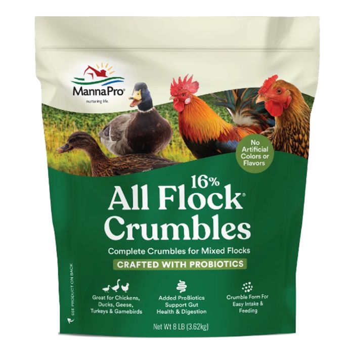 MANNA PRO ALL FLOCK CRUMBLES W/ PROBIOTICS 16% (8LB)