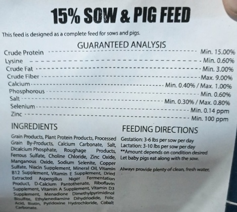 SOW & PIG PELLETS 15% (50LB)