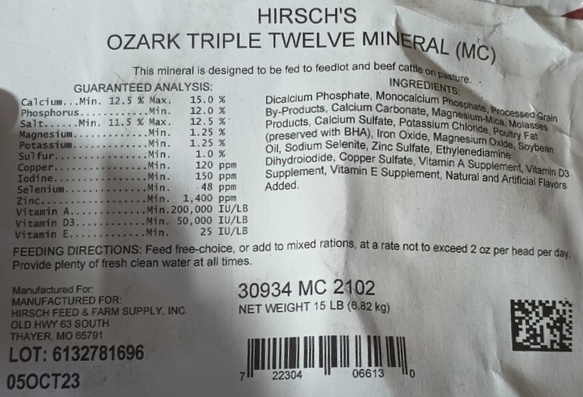 HIRSCH OZARK TRIPLE 12 MINERAL (50LB)