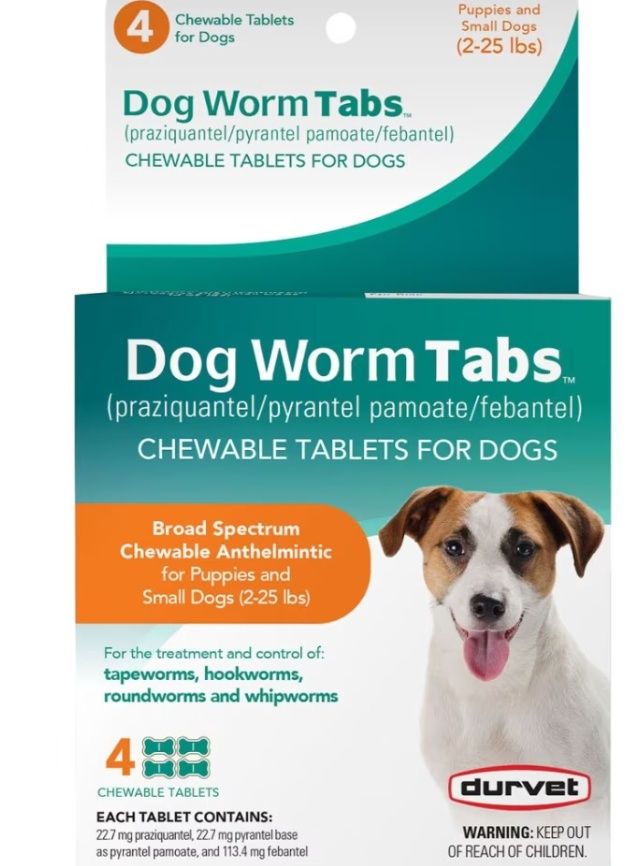 DURVET WORM TABS FOR DOGS 2-25LB (4CT)