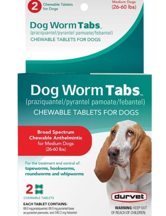 DURVET WORM TABS FOR DOGS 26-60LB (2CT)