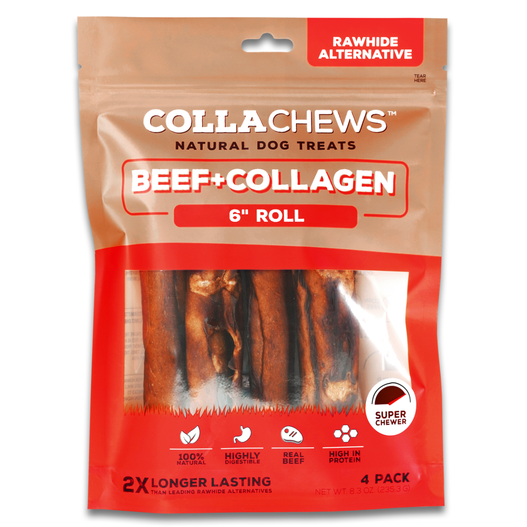 COLLACHEWS 6" BEEF+COLLAGEN ROLL (4CT)