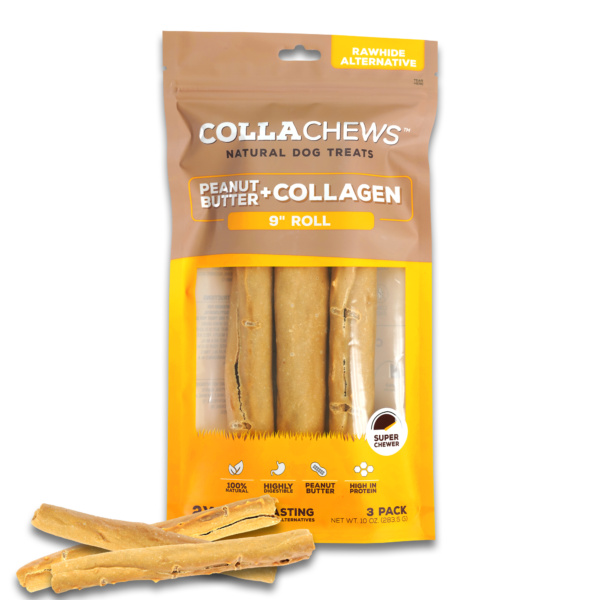 COLLACHEWS 6" PEANUT BUTTER+COLLAGEN ROLL (4CT)