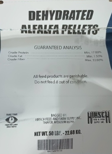 HIRSCH ALFALFA PELLETS 17% (50LB)