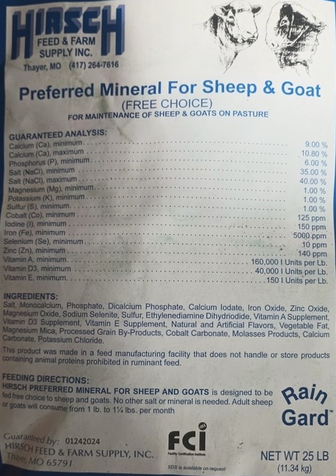 HIRSCH SHEEP & GOAT LOOSE MINERAL