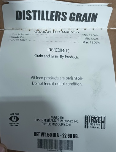 HIRSCH DISTILLERS GRAIN 25% (50LB)