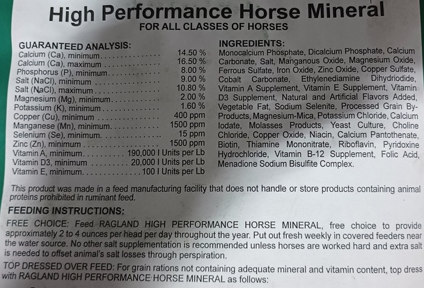 RAGLAND HORSE MINERAL (25LB)