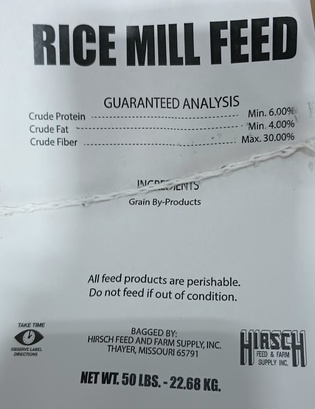 HIRSCH RICE MILL FEED 6% (50LB)