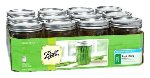 BALL WIDE MOUTH 1 PINT MASON JARS (12CT)