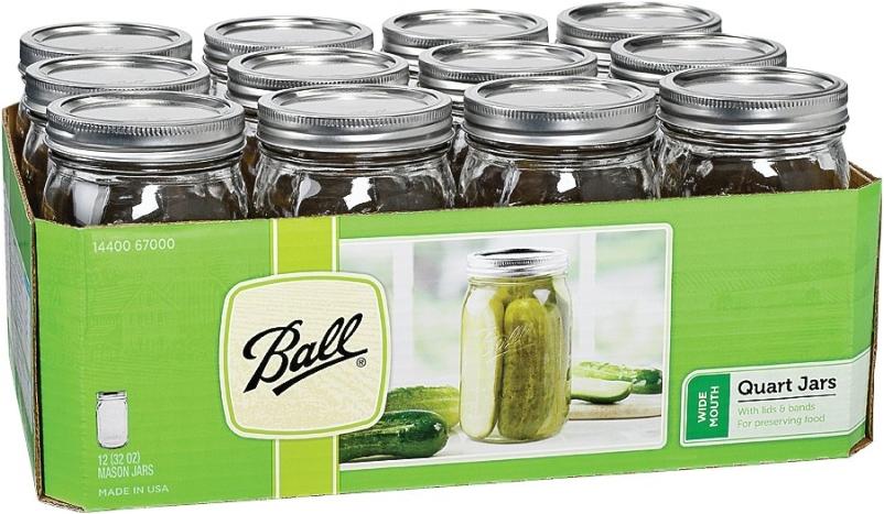 BALL WIDE MOUTH 1 QUART MASON JARS (12CT)	