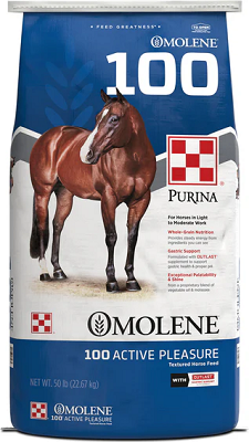 PURINA OMOLENE 100 ACTIVE PLEASURE HORSE FEED 50LB