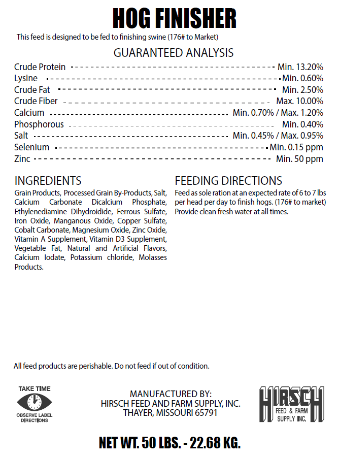 HOG FINISHER 13.2% (50LB)
