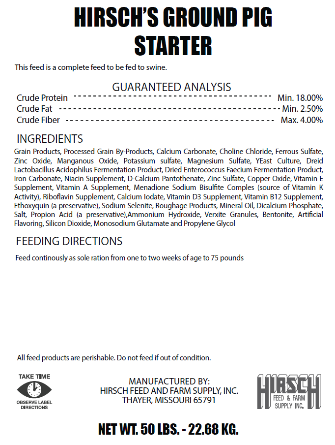 GROUND PIG STARTER 18% (50LB)