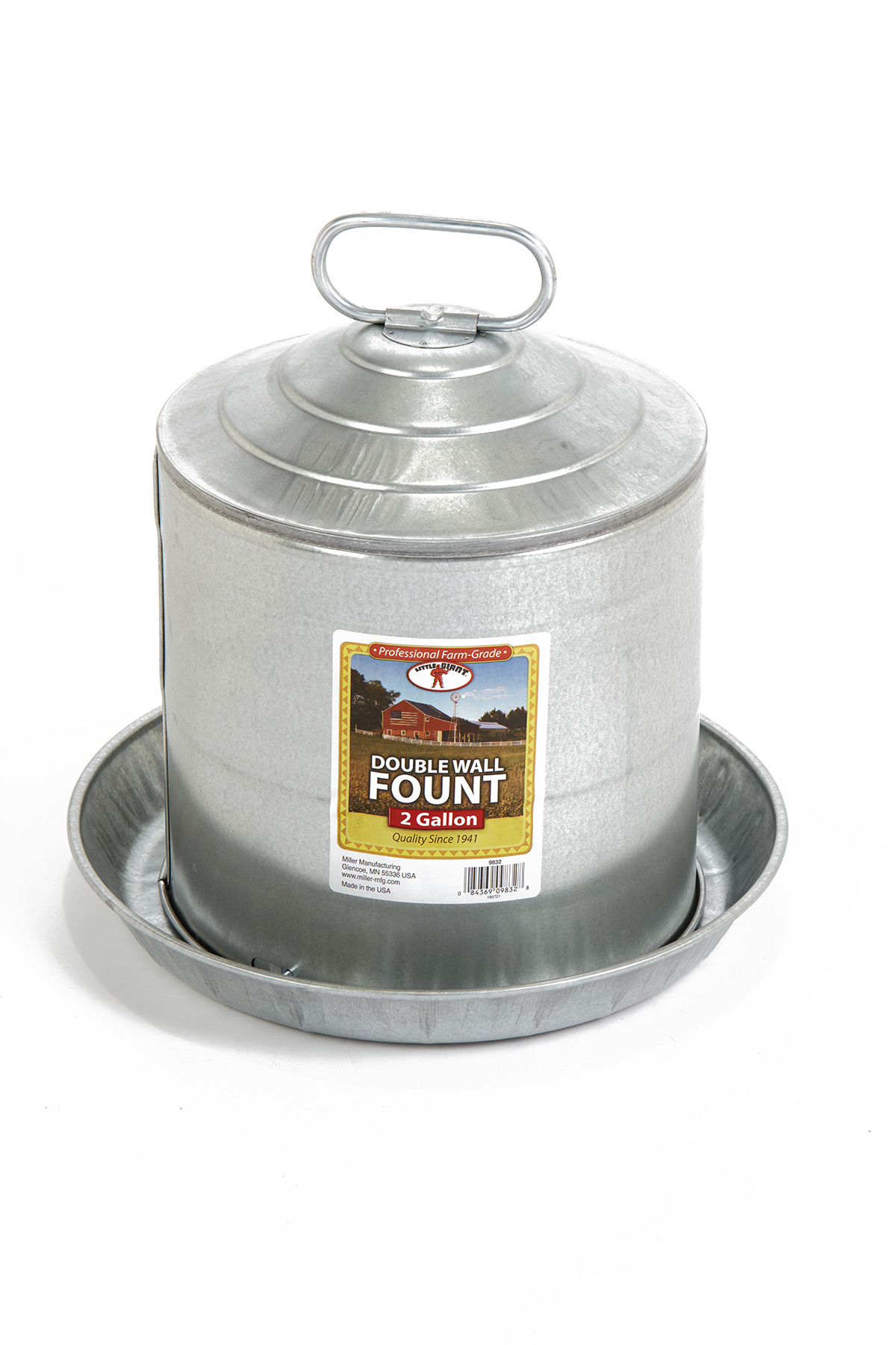 LITTLE GIANT DOUBLE-WALL METAL POULTRY FOUNT (2GA)