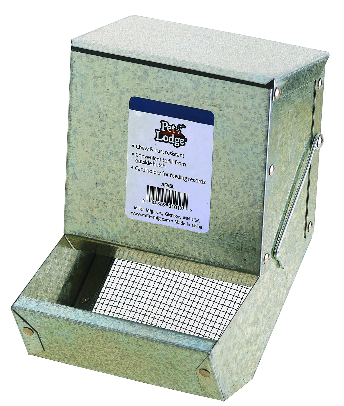 LITTLE GIANT 5" METAL RABBIT FEEDER W/ LID & SIFTER BOTTOM