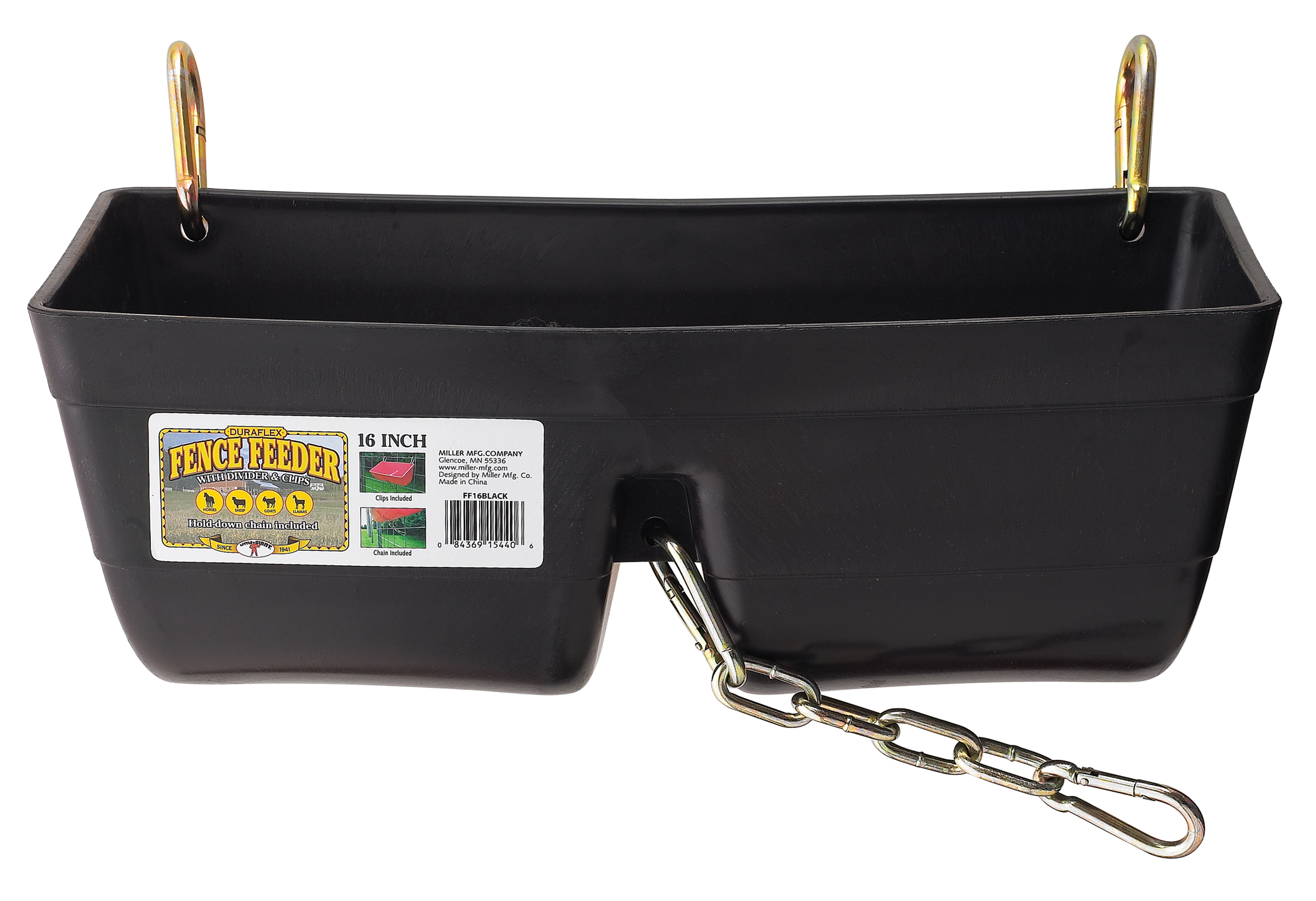 LITTLE GIANT 16" BLACK FENCE FEEDER W/ CLIPS