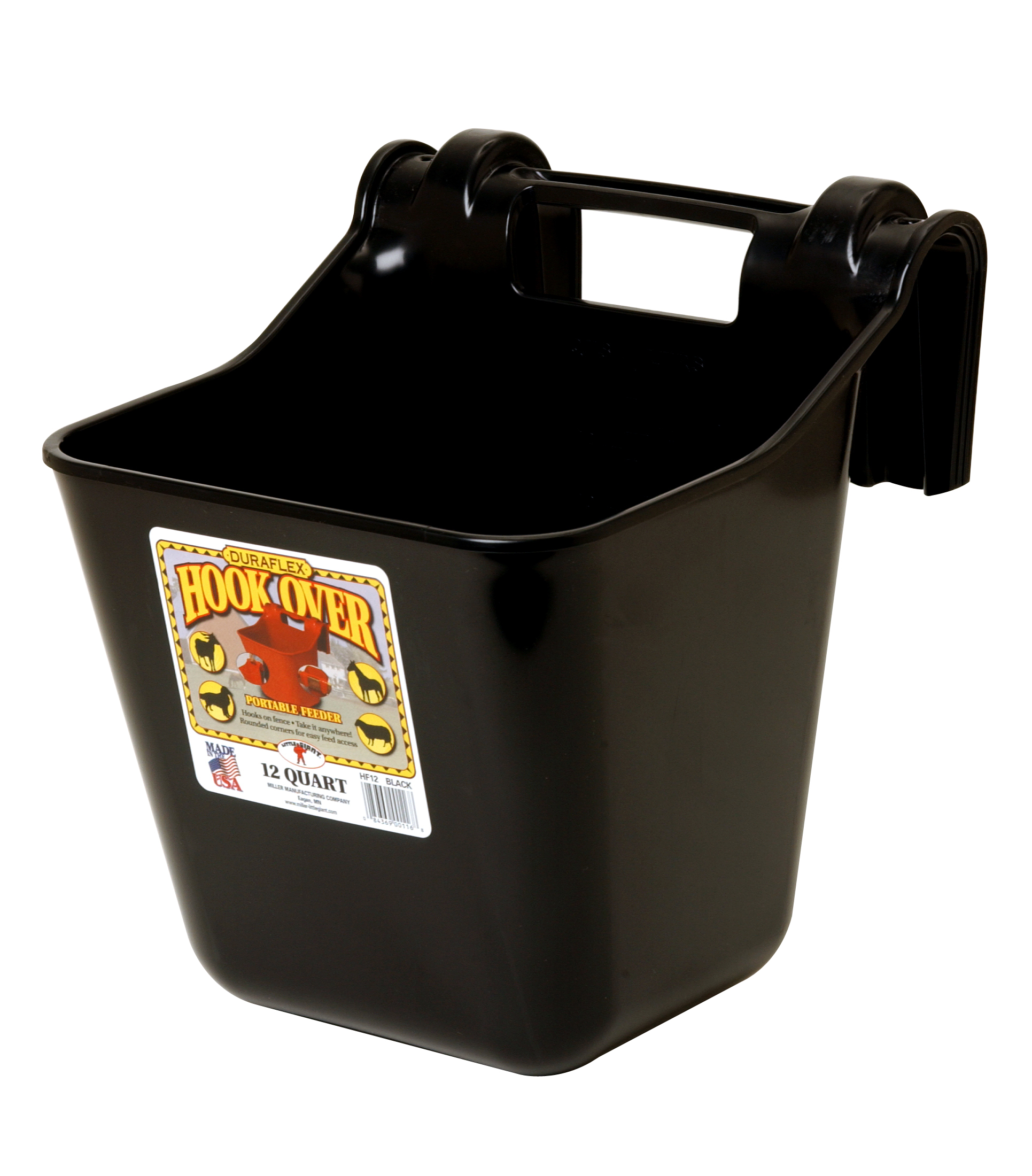 LITTLE GIANT BLACK PLASTIC HOOK-OVER FEEDER (12QT)