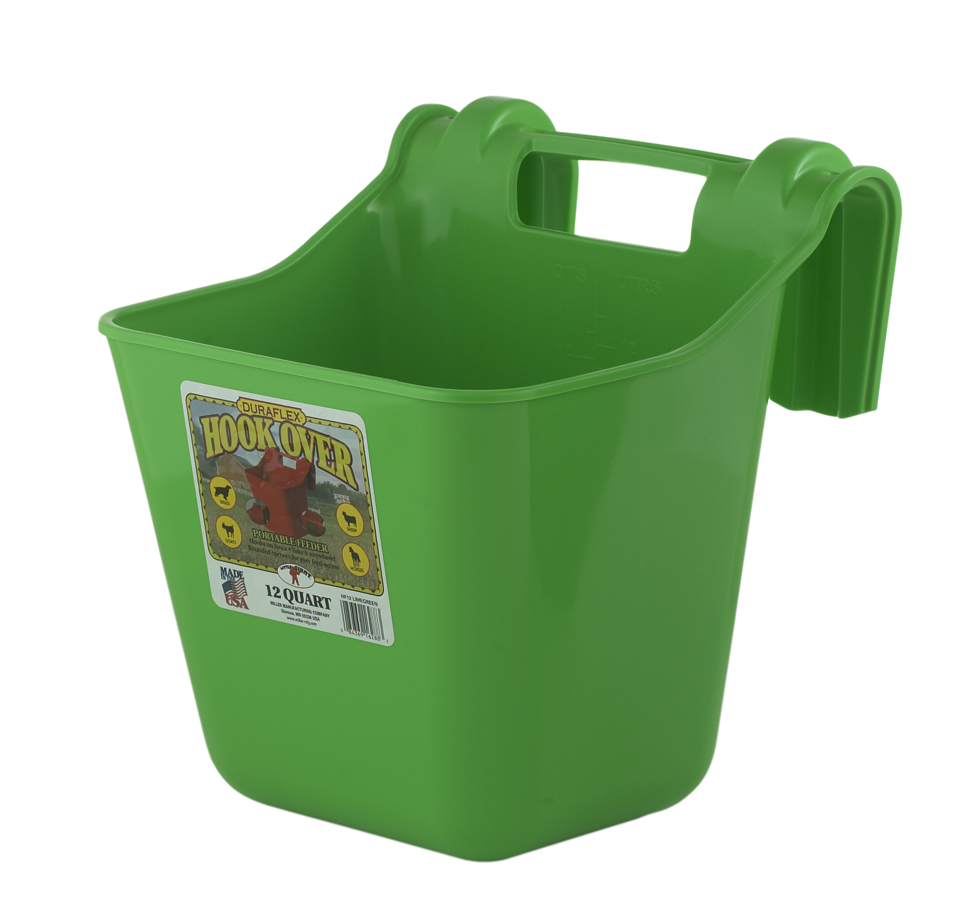 LITTLE GIANT LIME GREEN PLASTIC HOOK-OVER FEEDER (12QT)