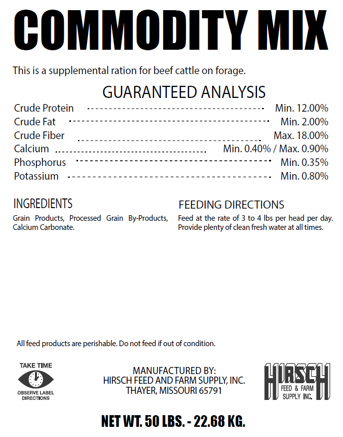 HIRSCH COMMODITY MIX 12% (50LB)