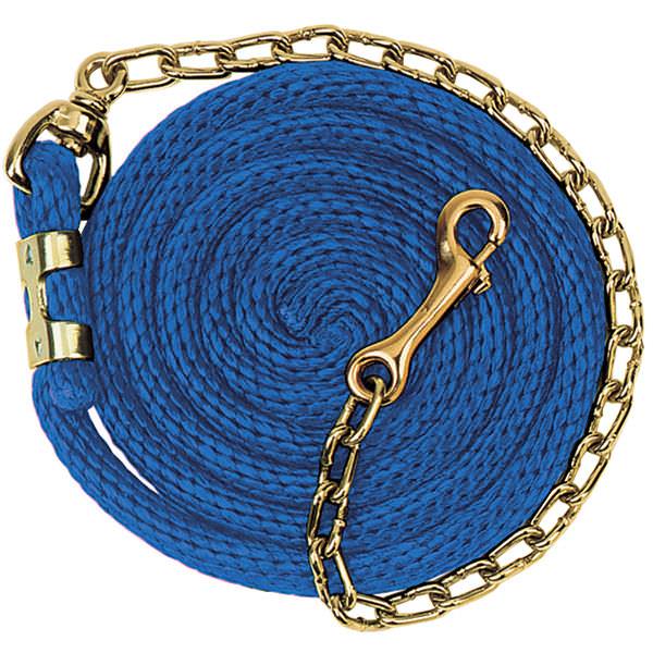 POLY LEAD ROPE W/CHAIN BLUE