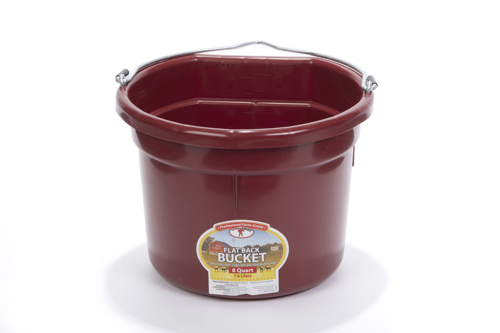 BUCKET PLAS FLATBACK 8QT BURG