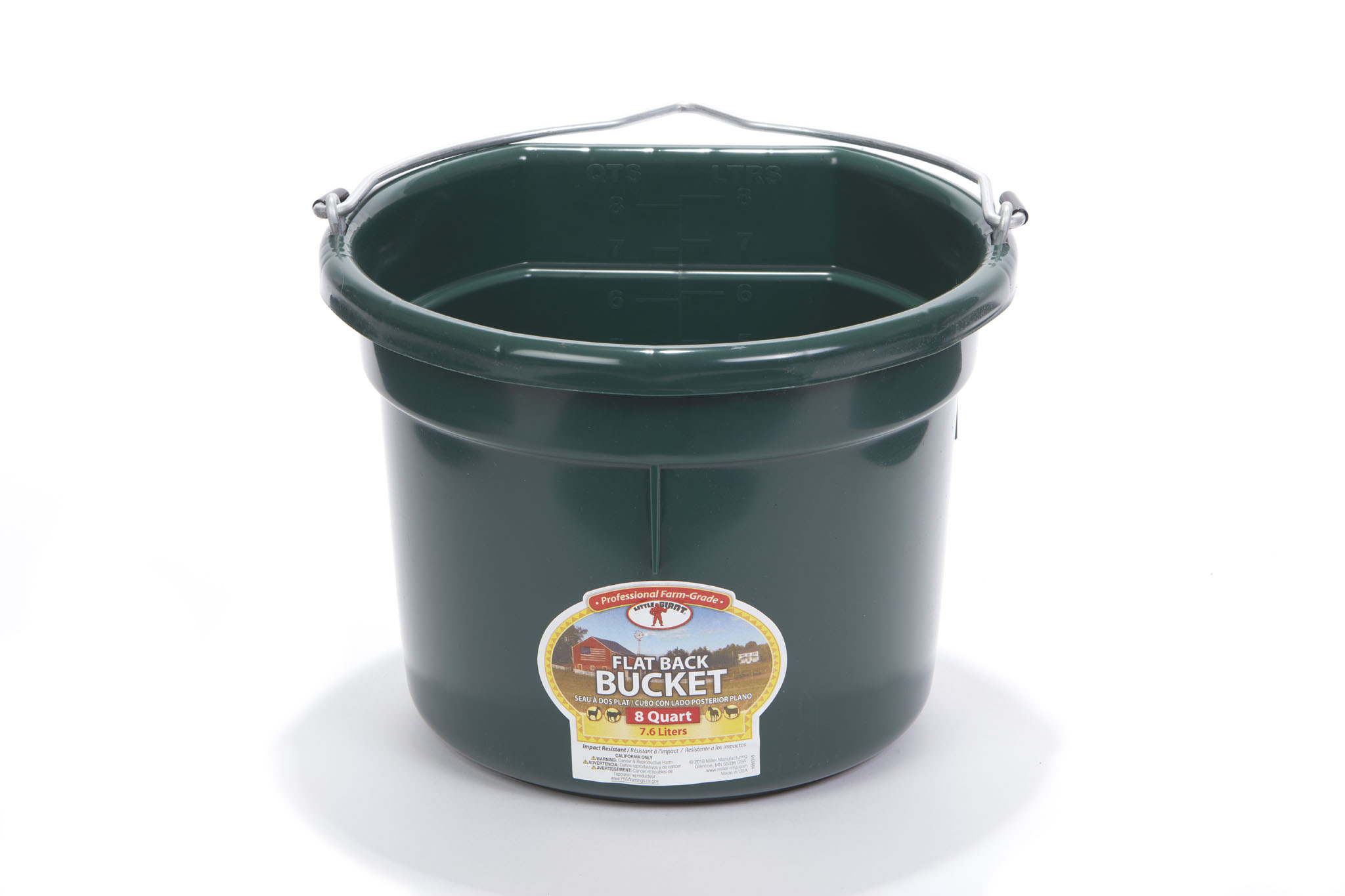 BUCKET PLAS FLATBACK 8QT GREEN