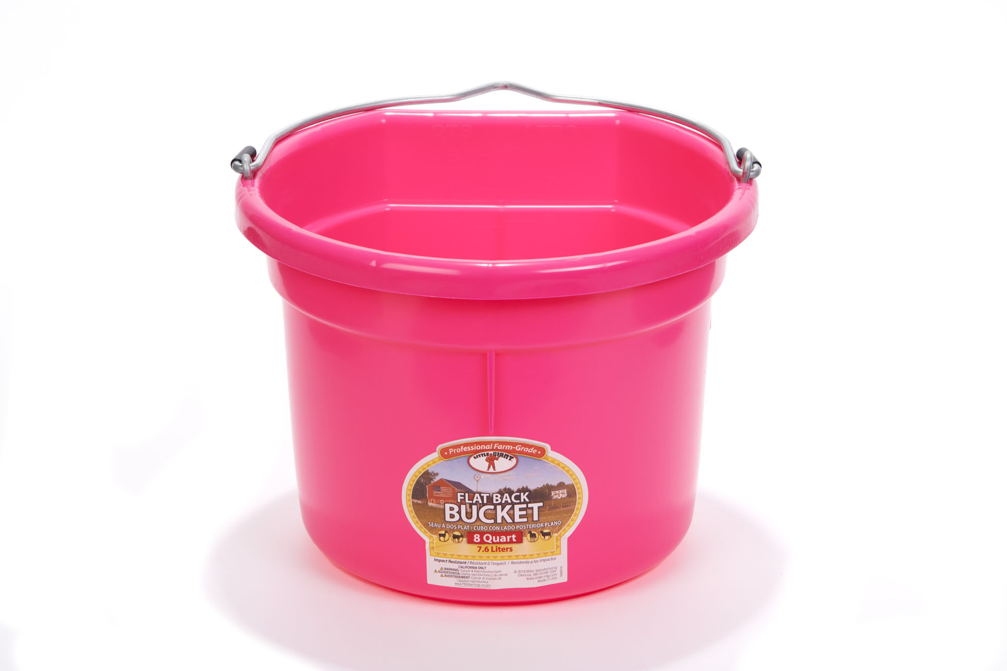 BUCKET PLAS FLATBACK 8QT PINK