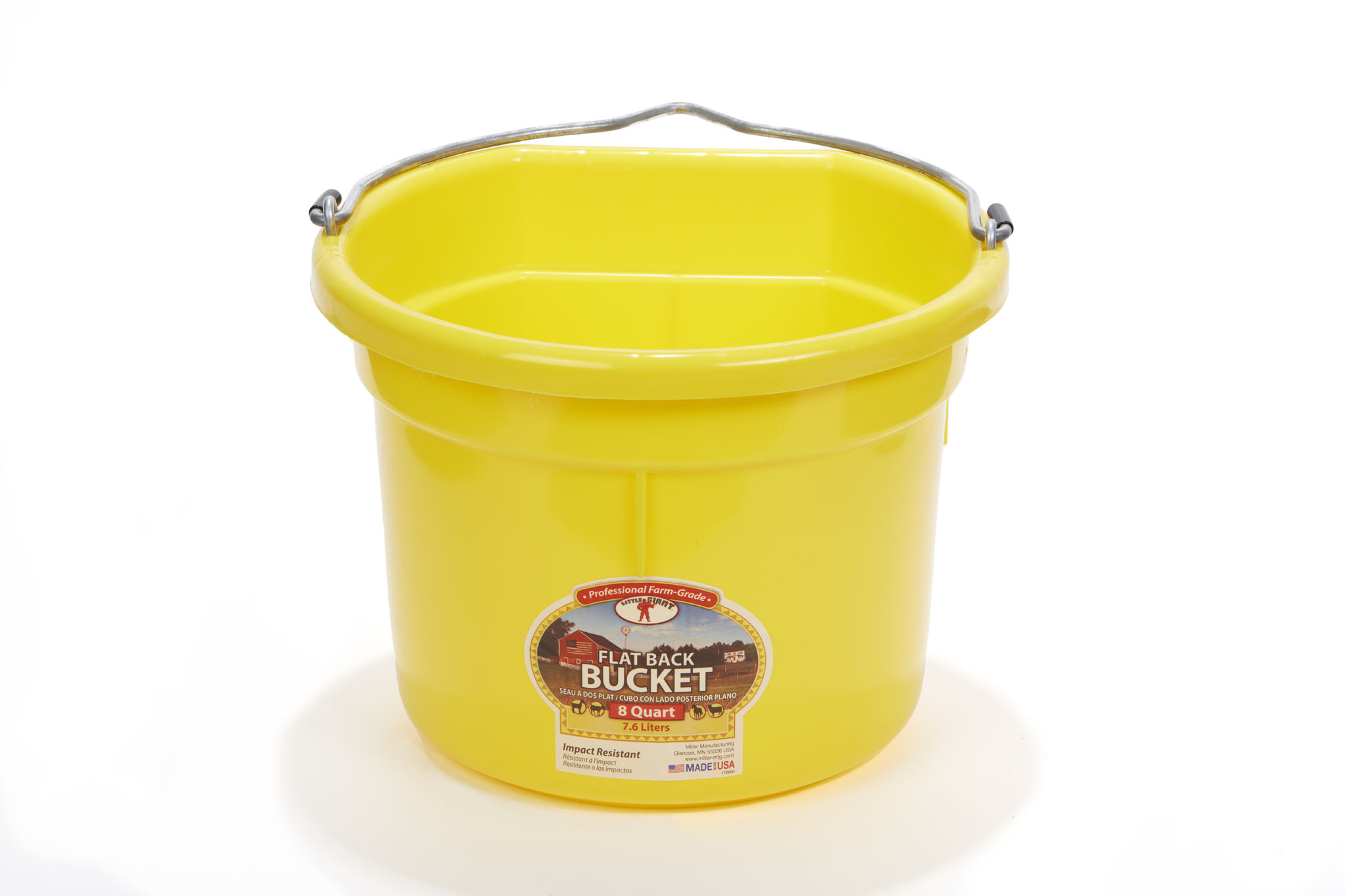 BUCKET PLAS FLATBACK 8QT YELLOW